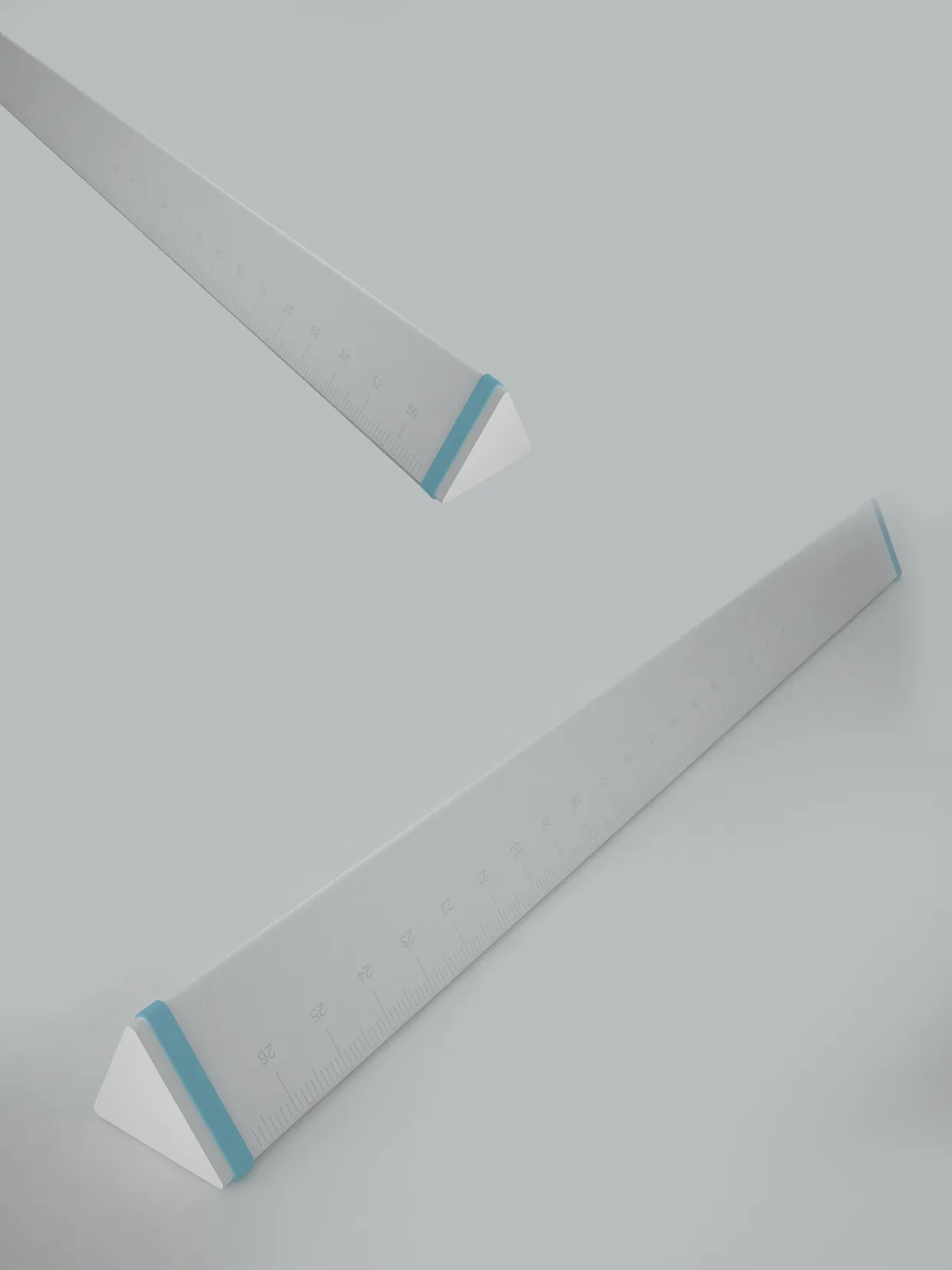 Two rulers with blue rubber ends